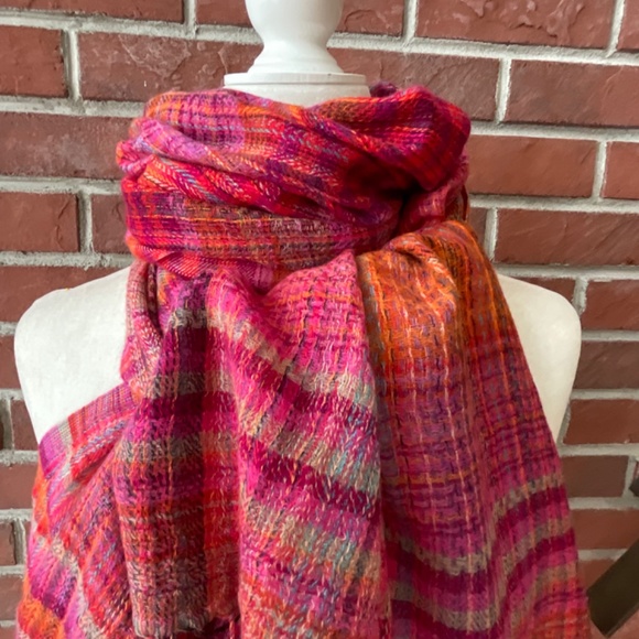Wool Modal Oversized Multicolor Plaid Shawl70… - Picture 4 of 13